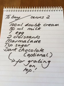 Croissant bread and butter pud ingredients