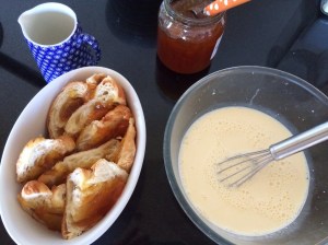 Croissant bread and butter pud