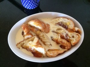 Croissant bread and butter pud