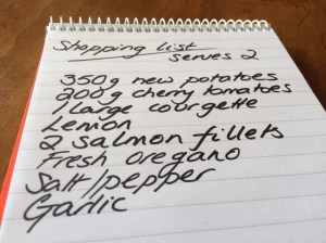 Shopping list for roasted salmon