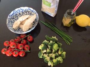 Chicken and quinoa salad ingredients