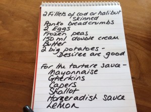 Fish and chip shopping list