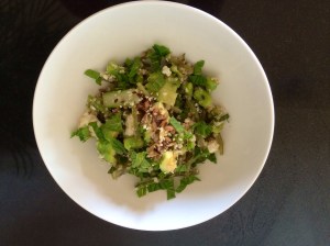 Quinoa and bright green veg
