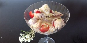 Meringue and strawberry and elderflower cream