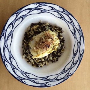 Harrisa fish with lentils