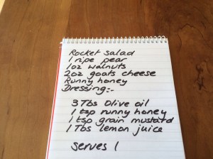 Shopping list for pear salad