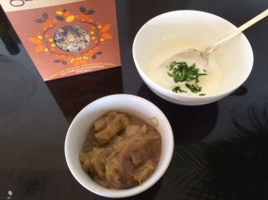 Rhubarb crumble and cream