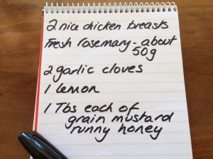 Rosemary chicken shopping list