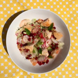 Salmon and couscous picnic bowl
