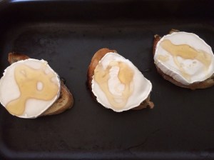 Honey on goatscheese and ciabattabatta