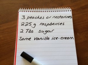 Peachy Melba shopping list