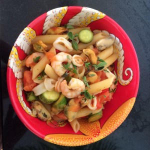 Saffron seafood pasta