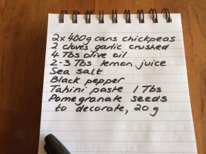 Shopping list for hummus