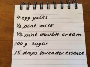 Lavender ice-cream ingredients