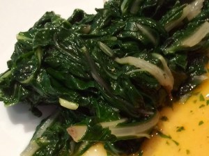 Swiss chard leaves cooking
