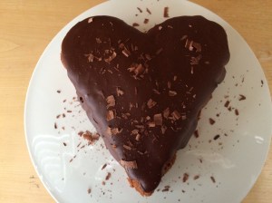 Heart shaped chocolate cake